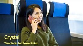  Presentation with railroad - Beautiful slide deck featuring railroad free - woman talk to cellphone inside backdrop and a tawny brown colored foreground