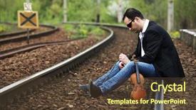  Presentation with man on train - Audience pleasing theme consisting of railroad free - young man waiting backdrop and a  colored foreground