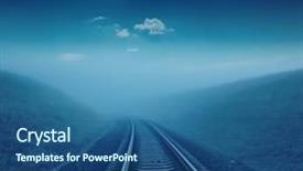  Presentation with blue night - Cool new PPT theme with railroad in night under blue moonlight backdrop and a ocean colored foreground