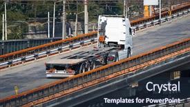  Presentation with transportation infrastructure - PPT theme enhanced with railroad in sea port cargo background and a tawny brown colored foreground