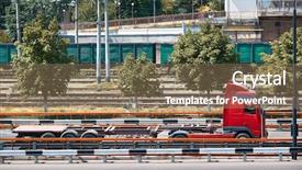  Presentation with transportation infrastructure - Slide deck having railroad in sea port cargo background and a coral colored foreground