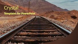  Presentation with railroad - PPT theme featuring railroad-in-the-mountains background and a tawny brown colored foreground