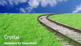  Presentation with horizon - Presentation theme featuring railroad leading to the horizon background and a shamrock green colored foreground