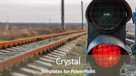  Presentation with stop light - Theme featuring railroad track and stop light background and a gray colored foreground