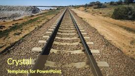  Presentation with railroad - Theme featuring railroad track in non-urban landscape background and a tawny brown colored foreground