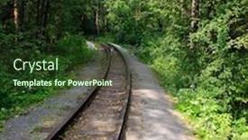  Presentation with railroad - Colorful theme enhanced with railroad track winding through forest backdrop and a tawny brown colored foreground