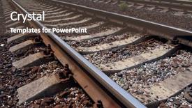  Presentation with railroad - Beautiful presentation theme featuring railroad track backdrop and a tawny brown colored foreground
