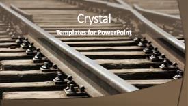  Presentation with railway tracks - Beautiful presentation theme featuring railroad tracks - closeup of an old railway backdrop and a violet colored foreground