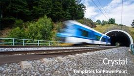  Presentation with moving fast train track - Cool new presentation theme with railroad tracks - fast train passing backdrop and a gray colored foreground