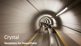  Presentation with tunnel - Colorful slide deck enhanced with railroad tracks - going trough the underground tunnel backdrop and a violet colored foreground