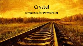  Presentation with railway - Presentation theme having railroad tracks - image of railway in grunge background and a gold colored foreground