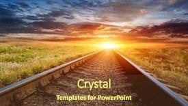  Presentation with railroad - PPT theme having railroad tracks - majestic sunset scene over railway background and a tawny brown colored foreground