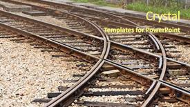  Presentation with railroad - Amazing PPT theme having assortment of different sushi pieces on a wooden bamboo sushi mat backdrop and a coral colored foreground