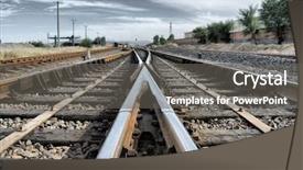  Presentation with railway tracks - Cool new presentation theme with railroad tracks - railway backdrop and a gray colored foreground