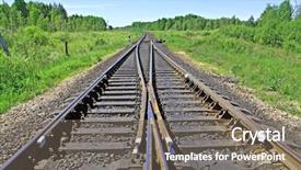  Presentation with railroad - Presentation design enhanced with railroad tracks - railway background and a gray colored foreground