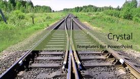  Presentation with railway tracks - Cool new slides with railroad tracks - railway backdrop and a seafoam green colored foreground