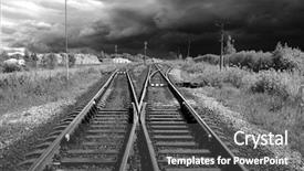  Presentation with railway tracks - PPT theme consisting of railroad tracks - railway background and a  colored foreground