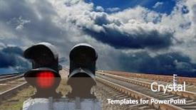  Presentation with railroad - Slide deck enhanced with railroad tracks - red semaphore on the rail background and a violet colored foreground