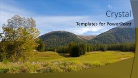  Presentation with tracks - Amazing presentation theme having railroad tracks along green trees mountain and blue sky autumn view in punt muragl switzerland backdrop and a light blue colored foreground