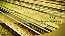  Presentation with transportation train - Beautiful theme featuring railroad tracks for train transportation backdrop and a yellow colored foreground