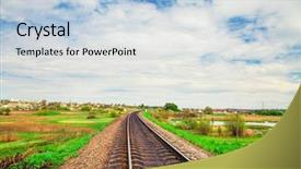  Presentation with tracks - Cool new slide deck with railroad tracks going backdrop and a  colored foreground