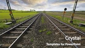  Presentation with tracks - Presentation theme featuring railroad-tracks leading into horizon dramatic sky and clouds background and a dark gray colored foreground