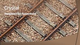  Presentation with tracks - Amazing PPT theme having railroad tracks view from top backdrop and a coral colored foreground