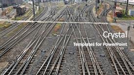  Presentation with switches - Colorful slide set enhanced with railroad tracks with switches backdrop and a gray colored foreground