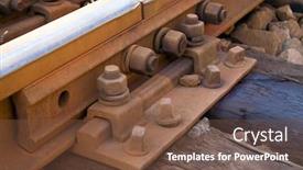  Presentation with tracks - Beautiful presentation theme featuring diverging - railroad tracks backdrop and a tawny brown colored foreground