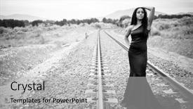  Presentation with black woman at gas station - Audience pleasing PPT layouts consisting of railroad train - young african woman with elegant backdrop and a  colored foreground