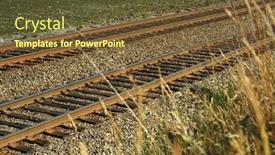  Presentation with tracks - Colorful presentation design enhanced with railroad train tracks backdrop and a tawny brown colored foreground