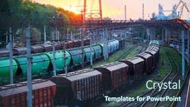  Presentation with freight transportation - Cool new PPT layouts with railroad-transportation-freight-cars backdrop and a tawny brown colored foreground