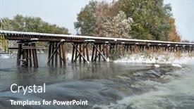  Presentation with railroad - Theme having railroad-trestle-across-the-cache background and a gray colored foreground