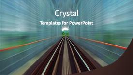  Presentation with railroad - Cool new presentation theme with railroad with bridge in motion backdrop and a teal colored foreground