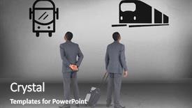  Presentation with bus train - Presentation consisting of railway 3d - bus or train with businessman background and a  colored foreground