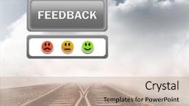  Presentation with feedback review - Amazing theme having railway 3d - digital composite of feedback button backdrop and a  colored foreground