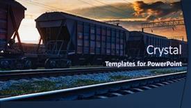  Presentation with rail - Cool new presentation design with railway-and-rail-cars backdrop and a navy blue colored foreground