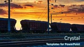  Presentation with rail - Beautiful presentation theme featuring railway-and-rail-cars backdrop and a navy blue colored foreground