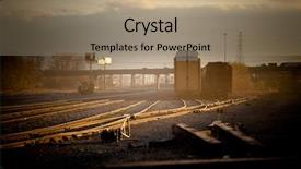  Presentation with railway - Presentation design featuring railway-at-dusk background and a coral colored foreground