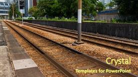  Presentation with railway gate - Cool new PPT theme with railway at outdoor backdrop and a tawny brown colored foreground
