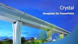  Presentation with railway - Colorful slide deck enhanced with railway bridge - metro viaduct backdrop and a cobalt blue colored foreground