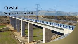  Presentation with high speed railway - Amazing presentation theme having railway bridge - view of a high-speed viaduct backdrop and a light blue colored foreground