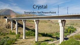  Presentation with high speed railway - Presentation design featuring railway bridge - view of a high-speed viaduct background and a light blue colored foreground