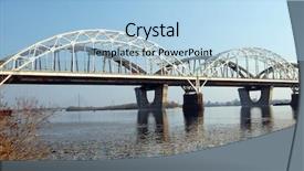  Presentation with railway - Presentation having railway bridge across dnepr river background and a light blue colored foreground