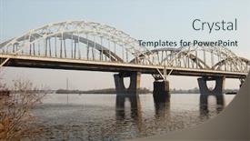  Presentation with railway - Cool new presentation theme with railway bridge across dnepr river kiev ukraine backdrop and a sky blue colored foreground