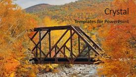  Presentation with wood bridge - Audience pleasing slides consisting of railway bridge in woods with colorful foliage white mountain nh backdrop and a red colored foreground