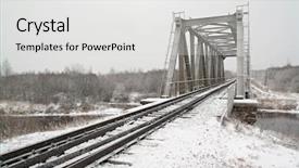  Presentation with railway - Amazing presentation theme having railway bridge through small river backdrop and a light gray colored foreground