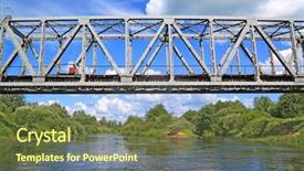 Presentation with railway - Slides enhanced with railway bridge through small river background and a tawny brown colored foreground
