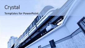  Presentation with high speed railway - Slides consisting of railway construction - high speed monorail train background and a light blue colored foreground