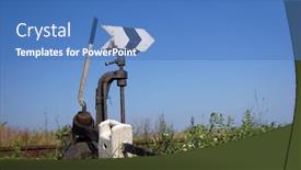  Presentation with railway - Beautiful presentation theme featuring railway detail near odessa ukraine backdrop and a teal colored foreground